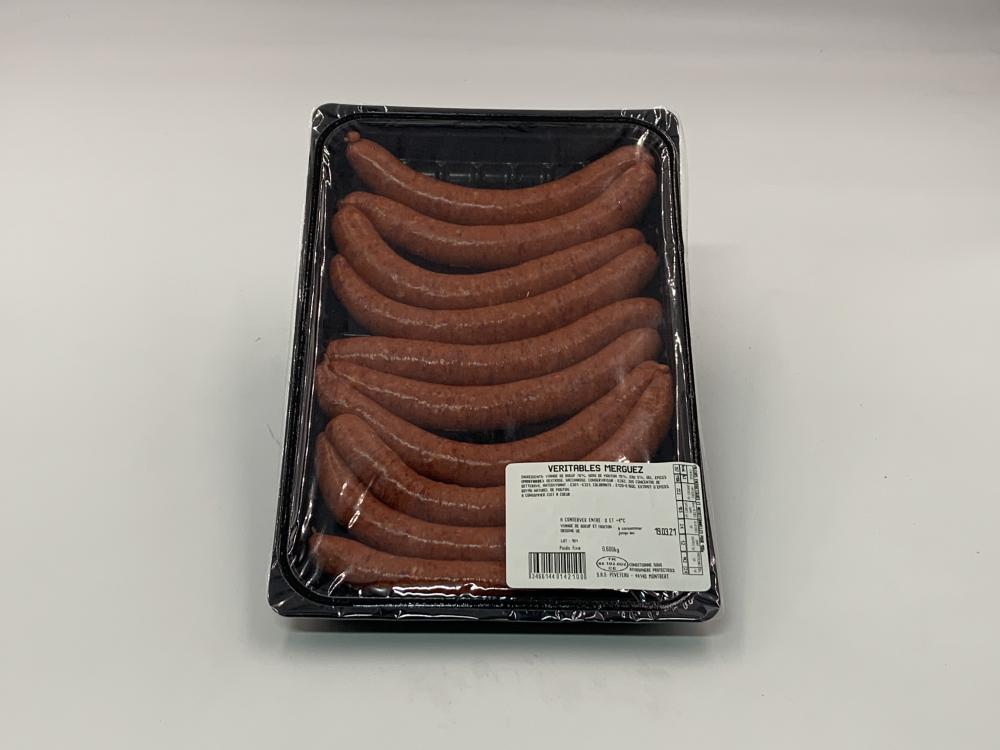 Merguez bœuf mouton Artisanale x 10 - Origine UE / 600g